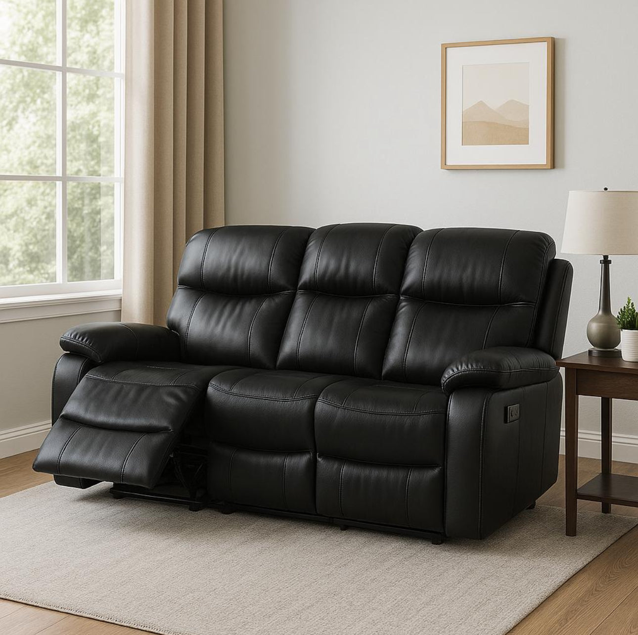 A Premium 3 Seater Reclining Sofa in leather or fabric