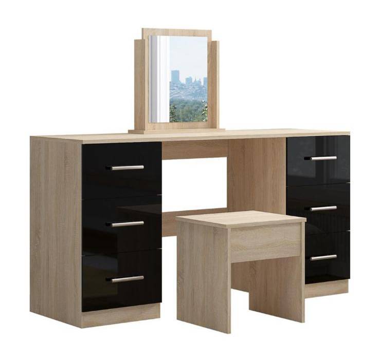 Pandora Double Drawer Dressing Table With Mirror & Stool