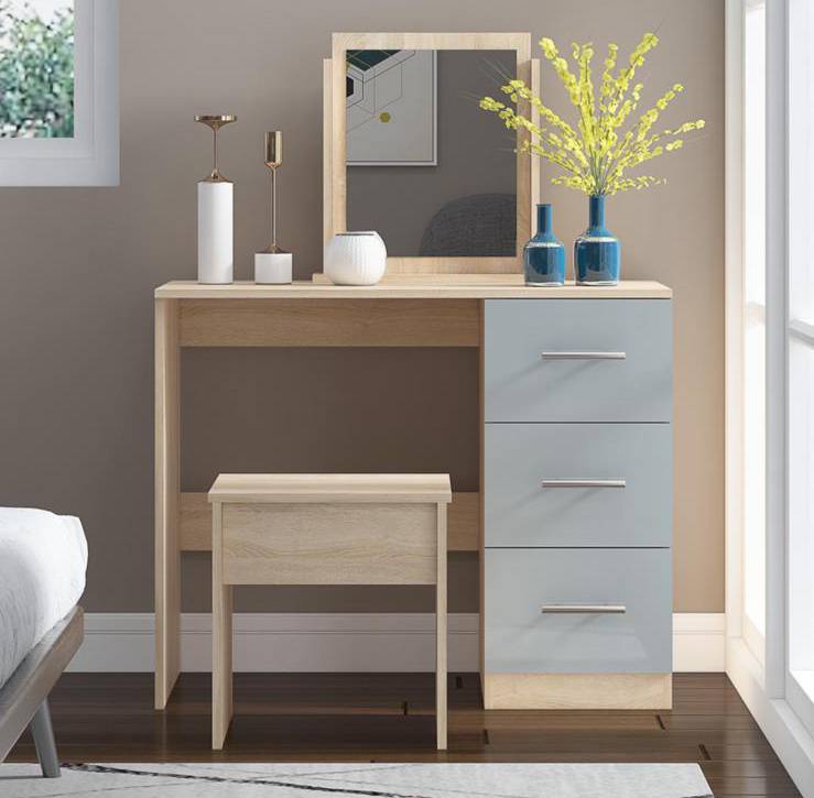 Pandora Single Draw Dressing table With Mirror & Stool