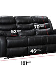 3 Seater Recliner Sofa with Drop-Down Table & Cup Holders