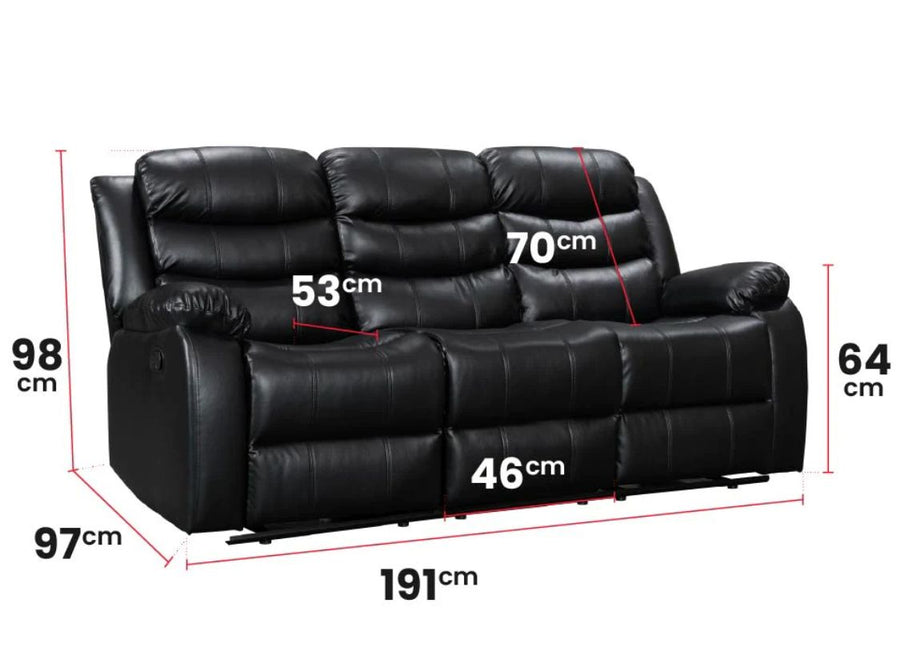 Triple reclining sofa with deals drop down table