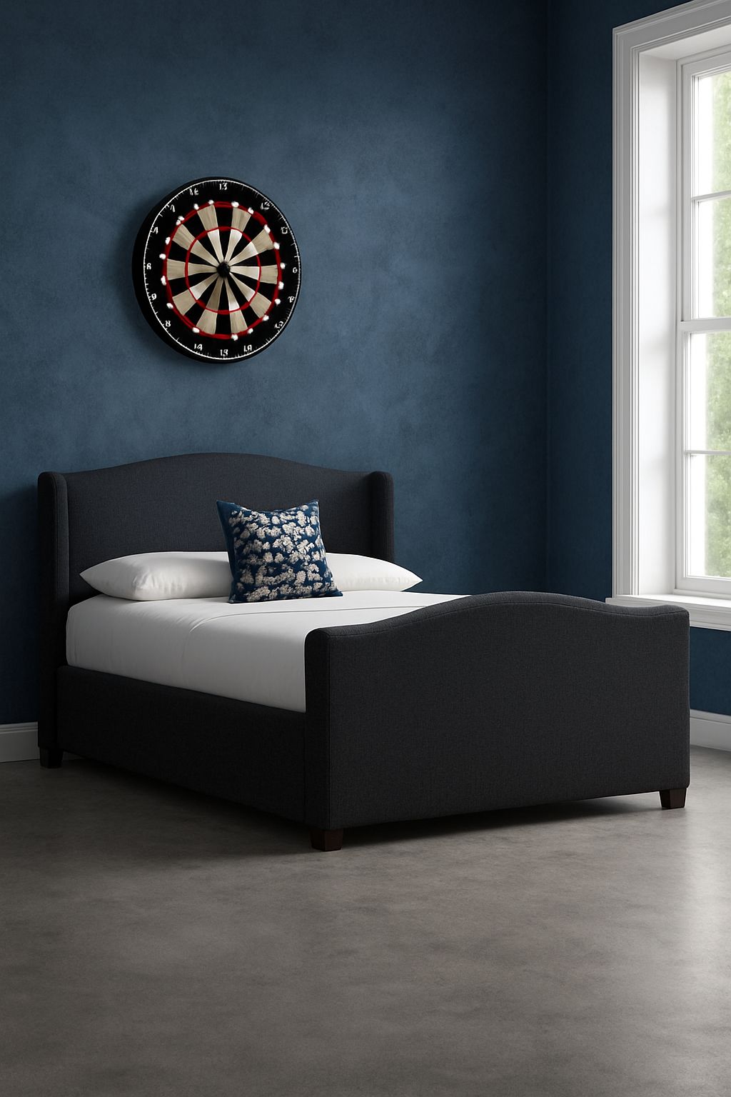 Bedroom with a stylish double size bed