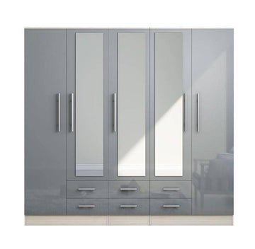 Irina 5 Door Gloss Grey Wardrobe